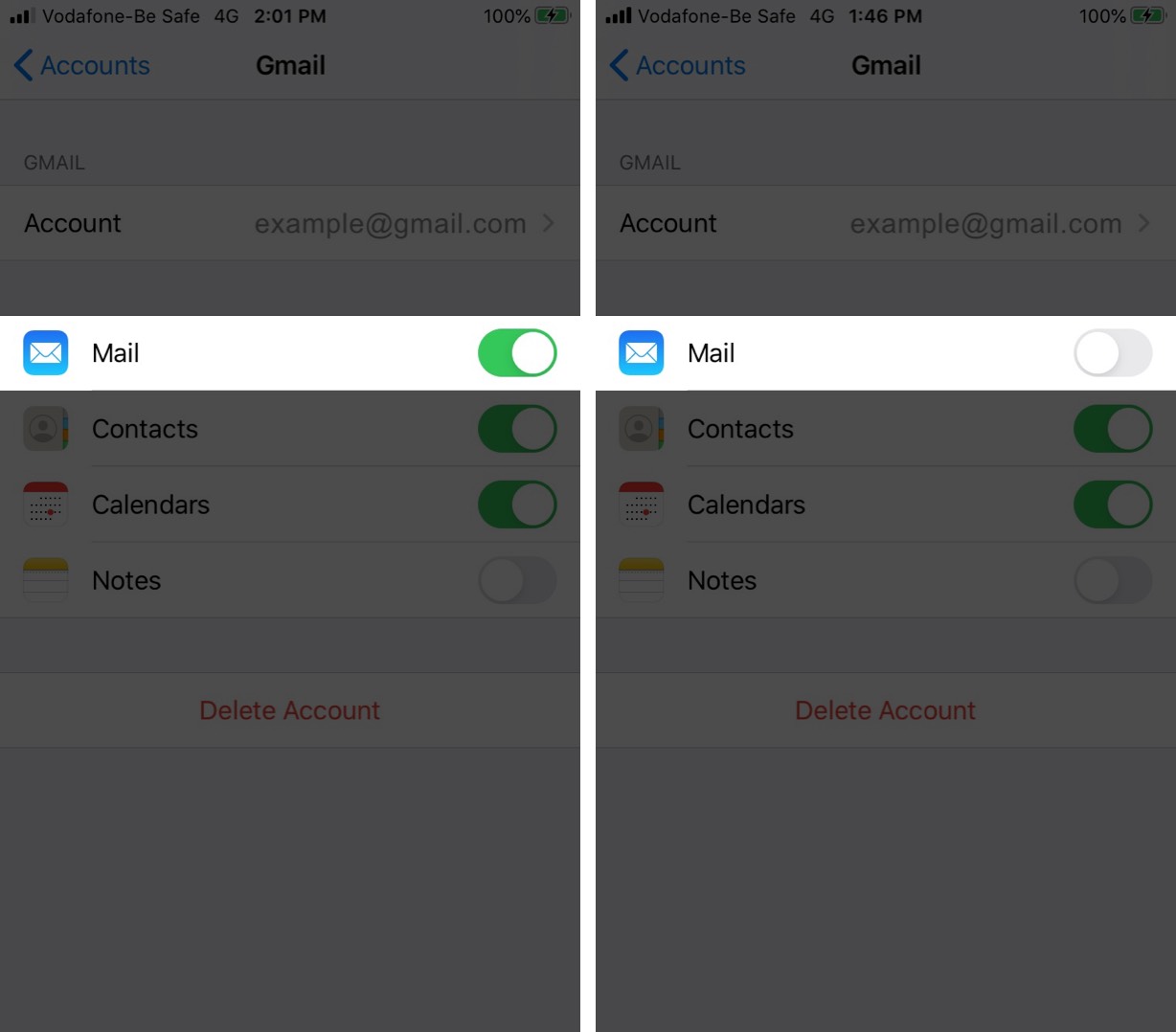 İPhone'daki Post Uygulamasından Üçüncü Status E-postalarını kapatma