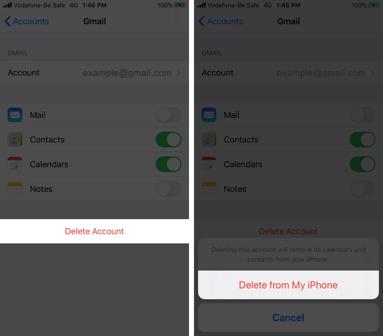 Удаление сторонней учетной записи электронной почты на iPhone