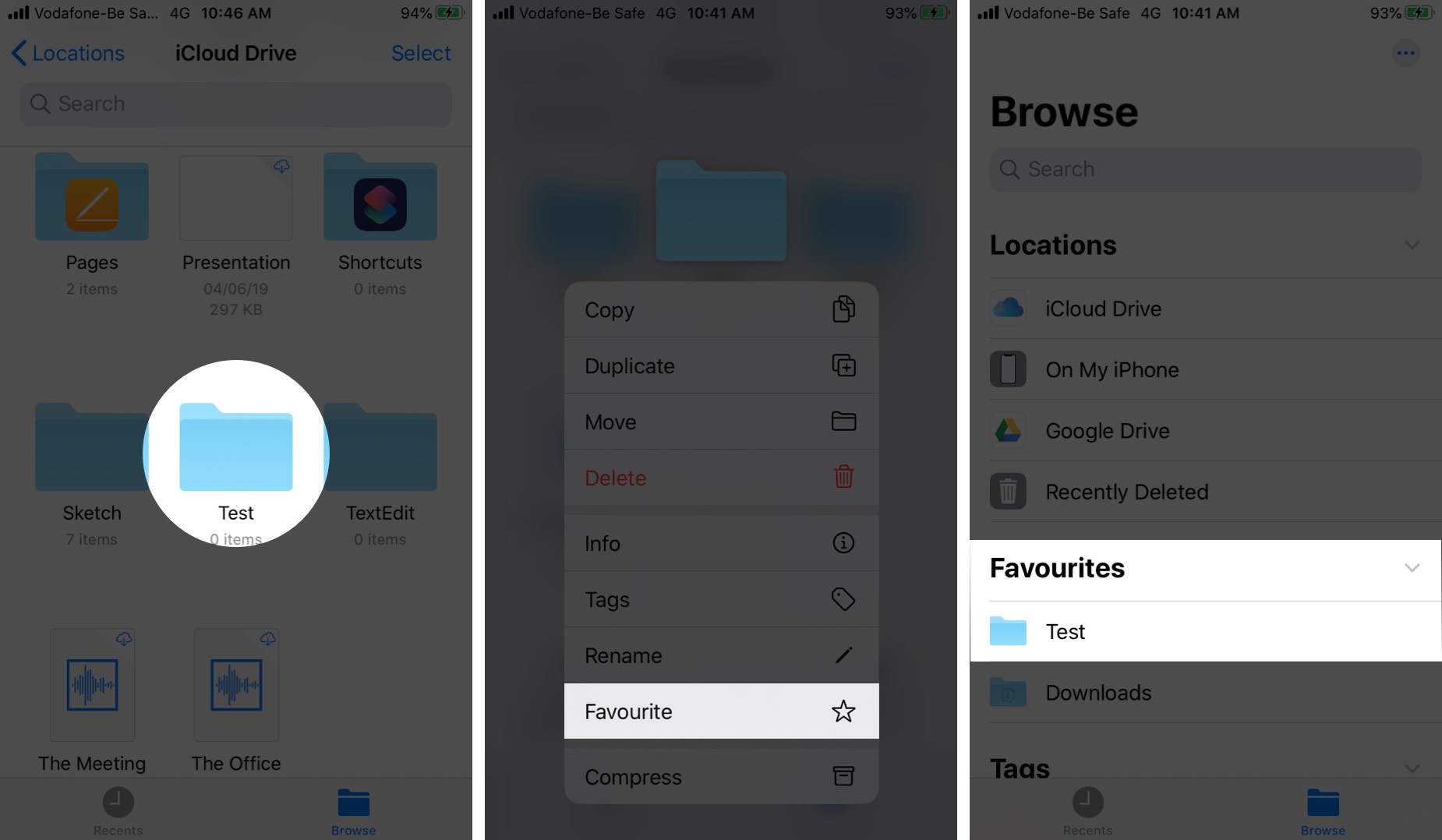 İPhone'daki iOS 13 Dosya Uygulamasında Sık Kullanılanlara Klasörler Ekleme