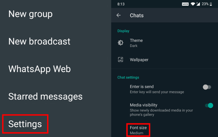Cách thay đổi phông chữ WhatsApp 1