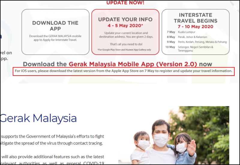 Переместите Малайзию v2.0 Обновление, чтобы сделать iOS доступной 7 мая 1