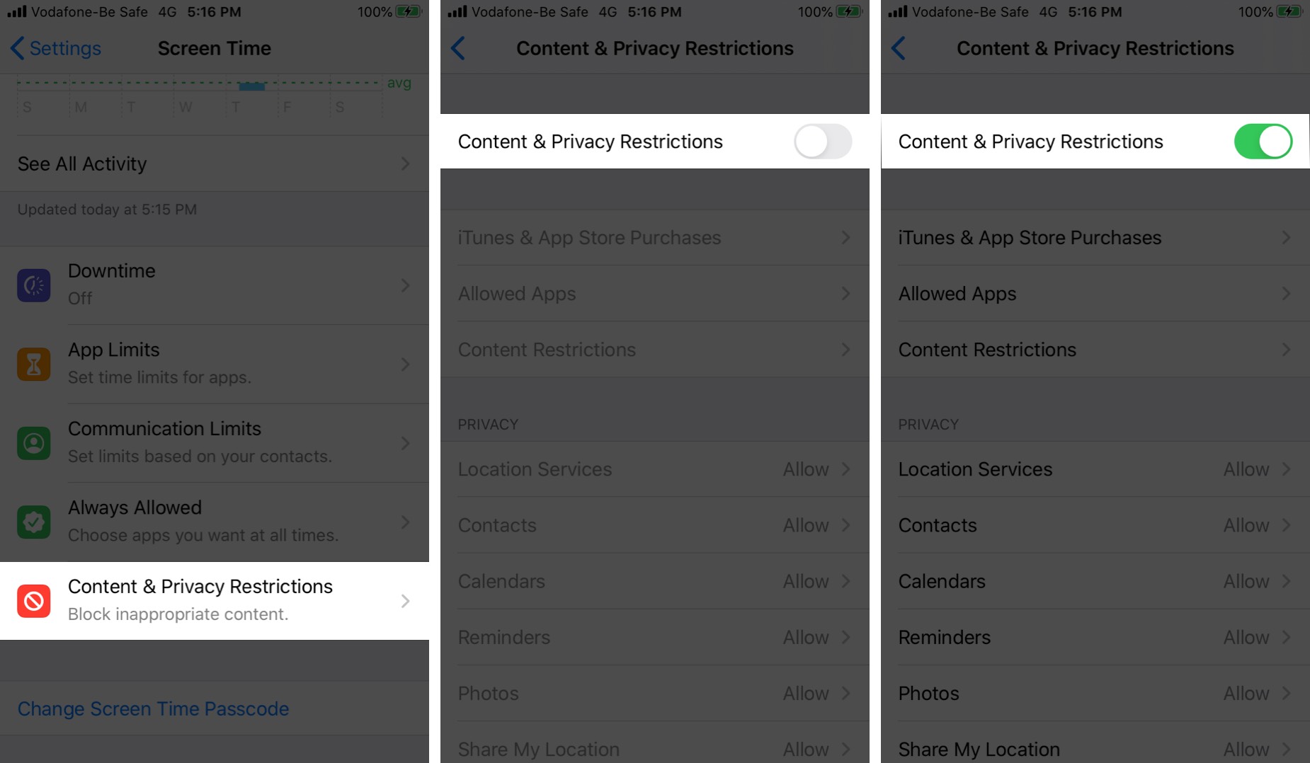 Mở giới hạn nội dung và quyền riêng tư trên iPhone