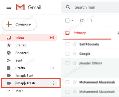 Thư mục Sampah Gmail