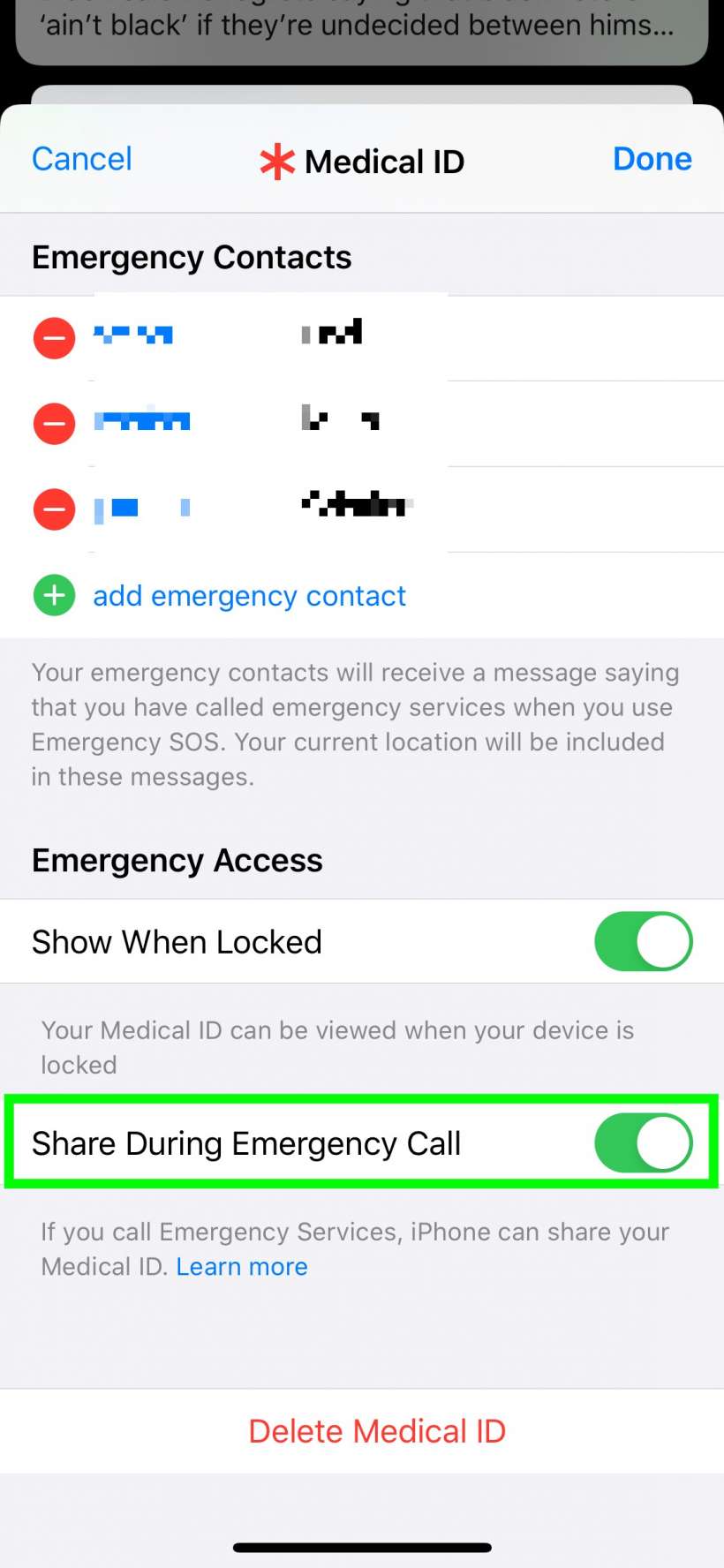 Cara berkongsi ID Perubatan anda secara otomatis jika anda membuat panggilan kecemasan di iPhone daripada iPad.