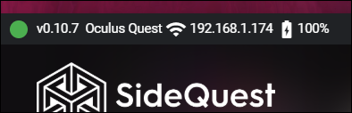 SideQuest ist mit dem Oculus Quest-Headset verbunden.