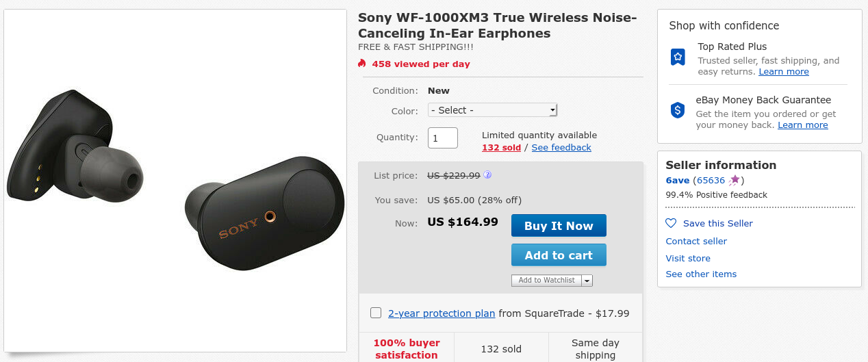Превосходная беспроводная гарнитура Sony WF-1000XM3 теперь стоит $ 165 (скидка $ 65) 1