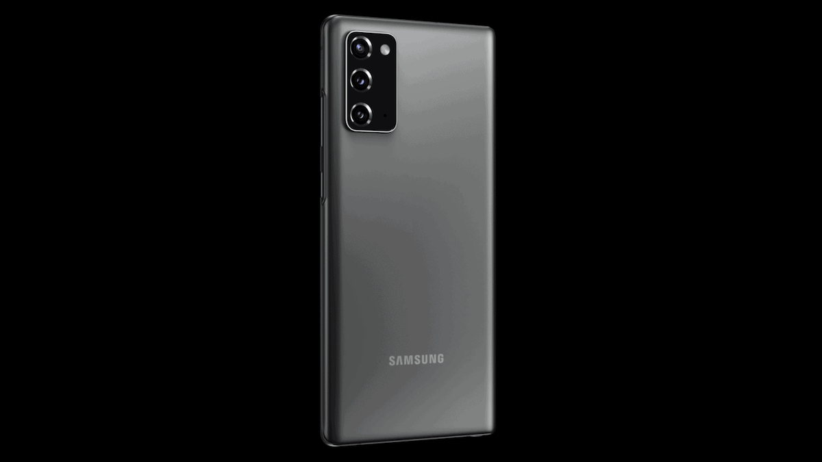 Samsung hitam Galaxy Catatan 20 Dilihat Dari Mana-mana Sudut
