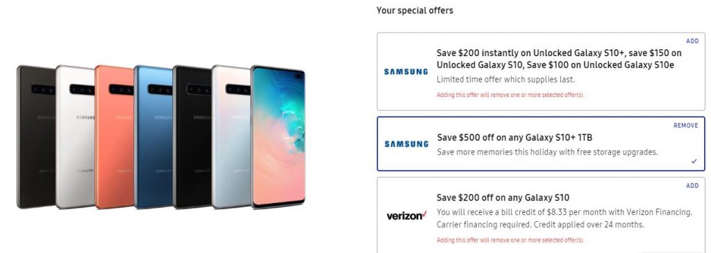 Spoločnosť Samsung ponúka zľavu 500 dolárov Galaxy Variant S10 Plus 1TB v USA 106