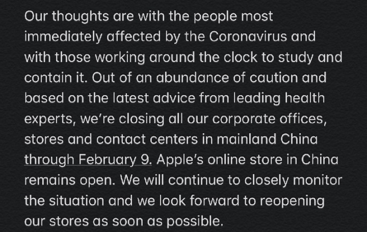 Sily koronavírusu Apple zatvoriť obchody a kancelárie v Číne do roku 2010 9 február 3