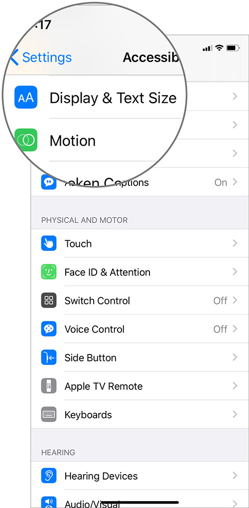 Klepnite na Nastavenie displeja a textu v nastaveniach iPhone