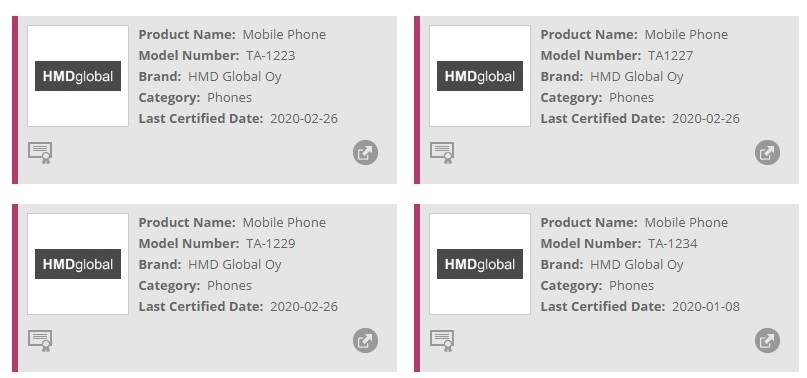 Tri nové modely Nokia TA-1223, TA-1227 a TA-1229 certifikované alianciou WiFi