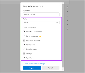 Import údajov prehľadávania Microsoft Edge Chromium 6