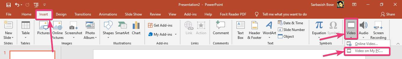 Ako pridať offline alebo online videá do prezentácie programu Microsoft PowerPoint 214