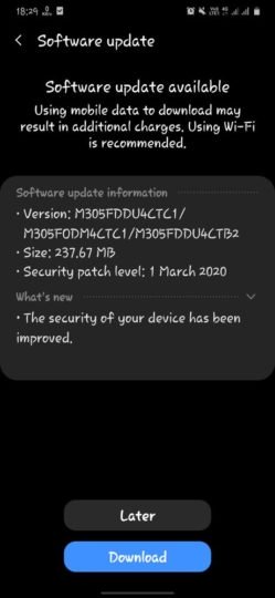 Aktualizácia z marca 2020 vychádza v spoločnosti Samsung Galaxy M10, M30, Tab Aktívne 2 56