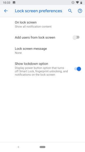Predvoľby uzamknutej obrazovky Android Pie