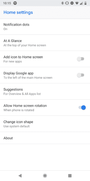 Android Pie umožňuje otáčanie domovskej obrazovky