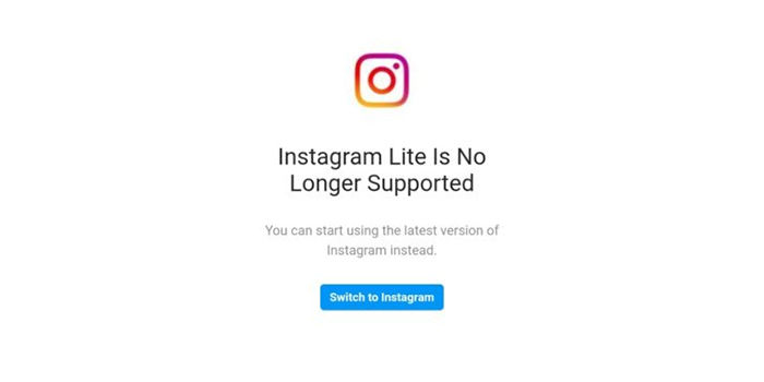instagram lite už nefunguje