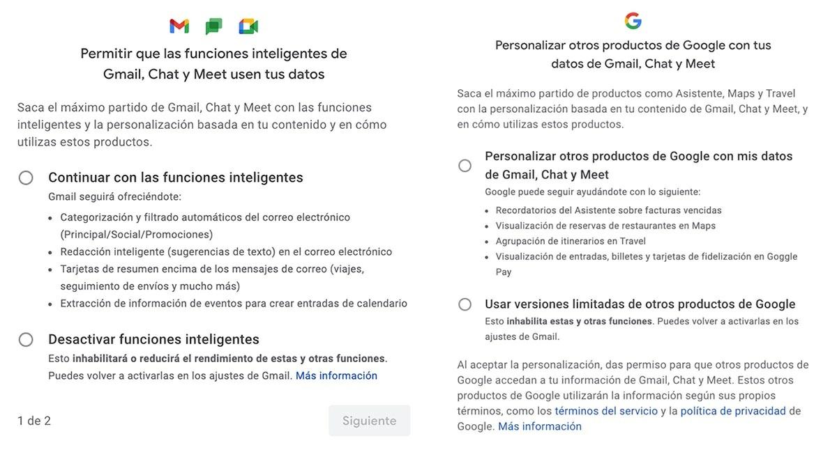 inteligentné funkcie upozornení gmail a google
